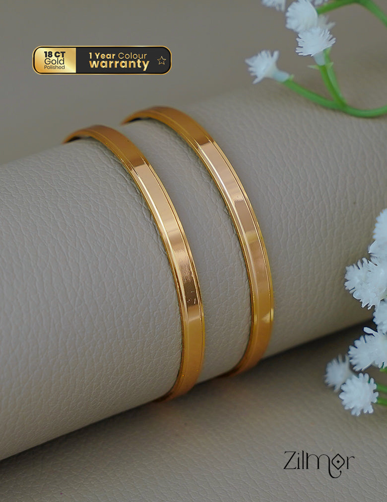 SG1011907 - Gold Plated Kada Plain Bangle (pair) 1-Zilmor