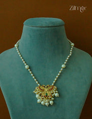 AD Stone Butter Fly Pendant with Pearl Necklace - CL1012080