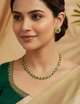 Antique Moissanite Stone Choker Earrings Set | AD Stone Necklace -SN1012163