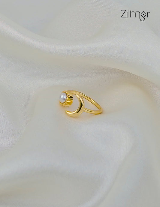 18K Gold Plated Handmade Stone with Half Moon Adjustable Ring – Anti-Tarnish - ZP1012171