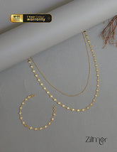 KY1011755 - Anti Tarnish Dot Layered Chain Necklace & Bracelet Combo 1-Zilmor