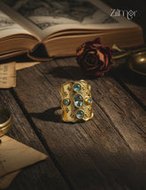 18k Gold Plated Gemstone Ring – Adjustable, Anti-Tarnish - ZP1012184