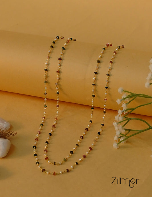KY1011941- Double Layer Beaded Long Chain Necklace 1-Zilmor