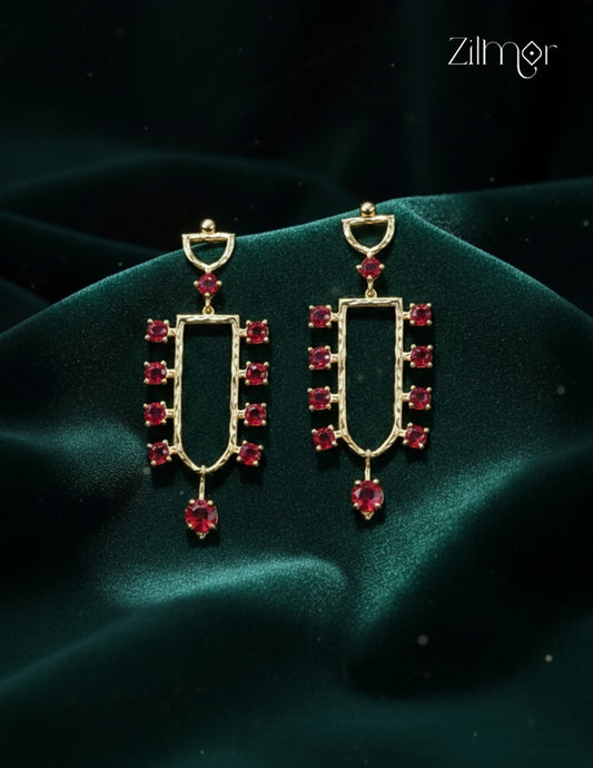 18K Gold Plated Designer Glossy Stone Hanging Anti-Tarnish Earrings - ZP1012175