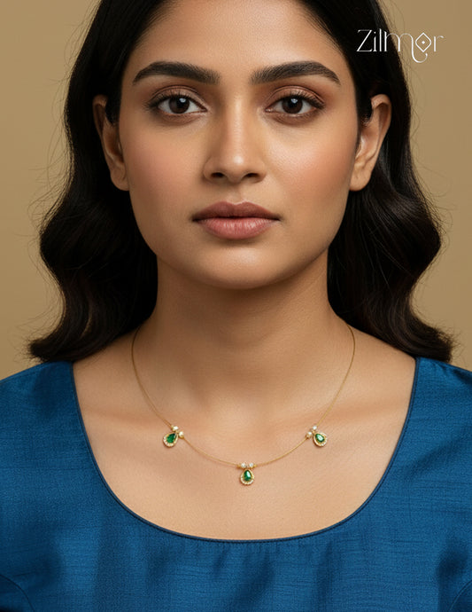 SN1011677- AD Stone with Pearl Pendant Hanging Invisible Necklace (color option)