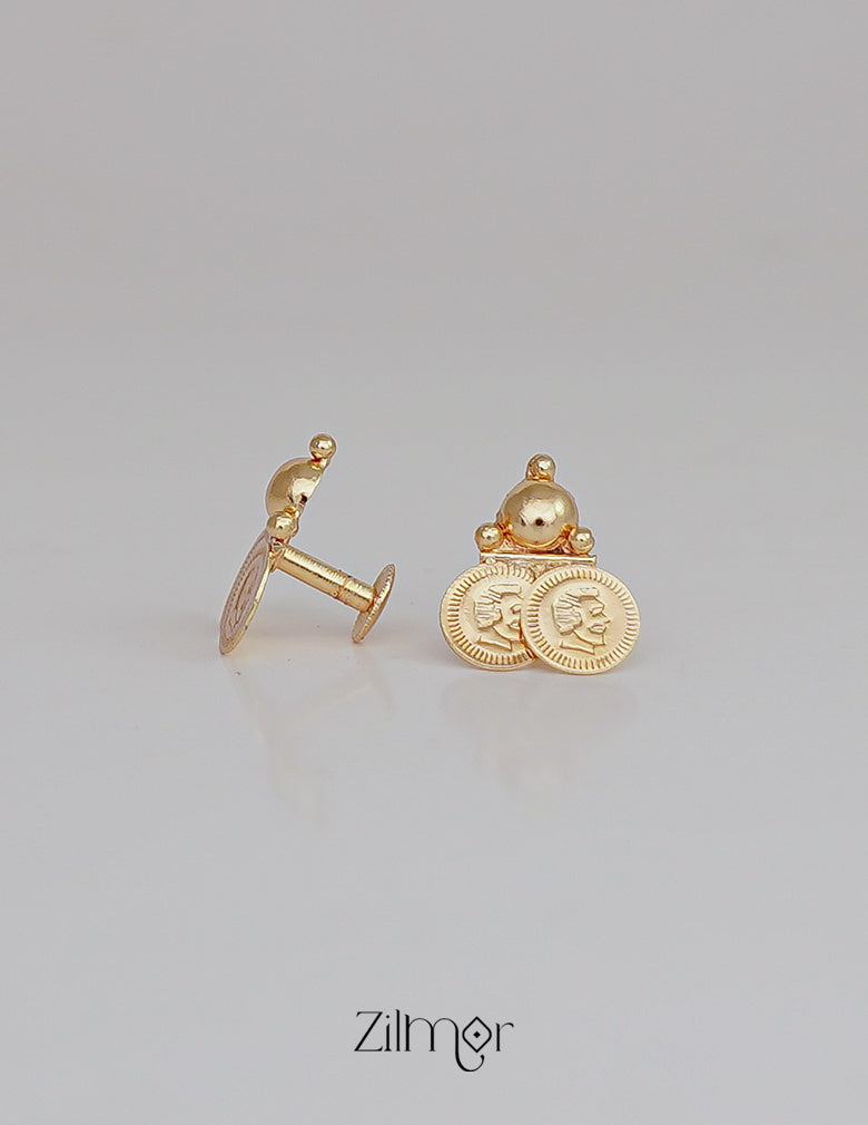 Gold tone palakka coin Necklace Earrings set - PP100234