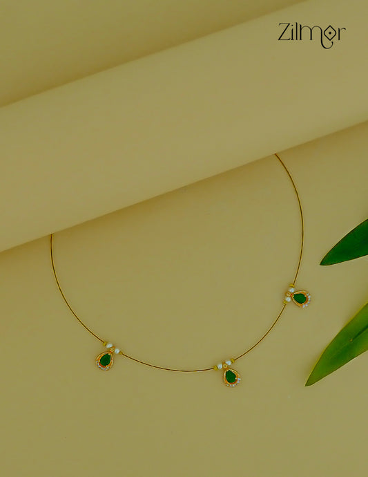 SN1011677- AD Stone with Pearl Pendant Hanging Invisible Necklace (color option)