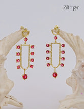 18K Gold Plated Designer Glossy Stone Hanging Anti-Tarnish Earrings - ZP1012175