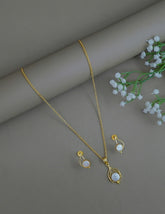 ZA1011887 - Simple Pearl Necklace Earring Set 1-Zilmor