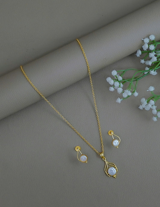 ZA1011887 - Simple Pearl Necklace Earring Set 1-Zilmor