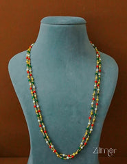 SG1011966- Double Layer Multi Color Beaded Chain Necklace