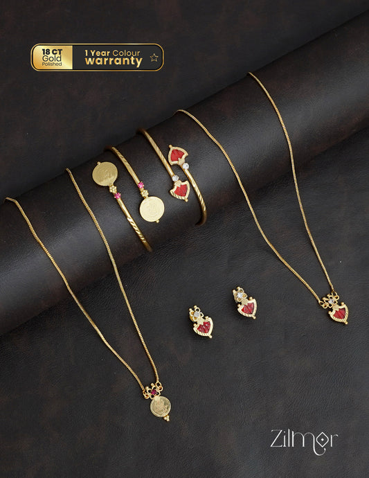 KY1011781 - Palakka &Kaashu Necklace Set with Matching Bangle combo (color option) 1-Zilmor