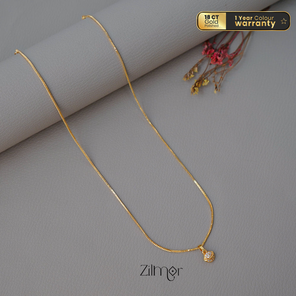 PE1011601 - Gold Tone AD Stone Simple Necklace
