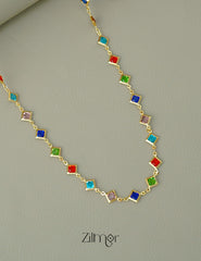 KT1011644 - 18k Gold Plated Semi Precious multicolor Stone Long Necklace 2-Zilmor