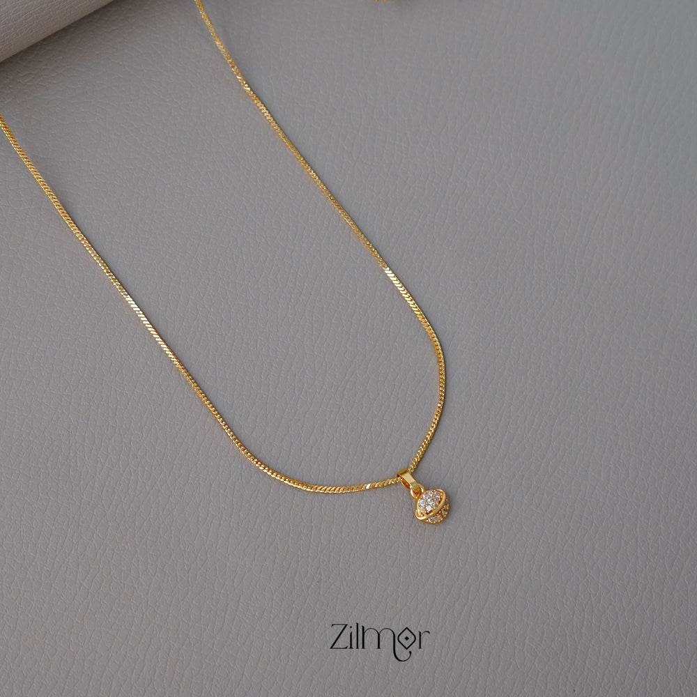 PE1011601 - Gold Tone AD Stone Simple Necklace