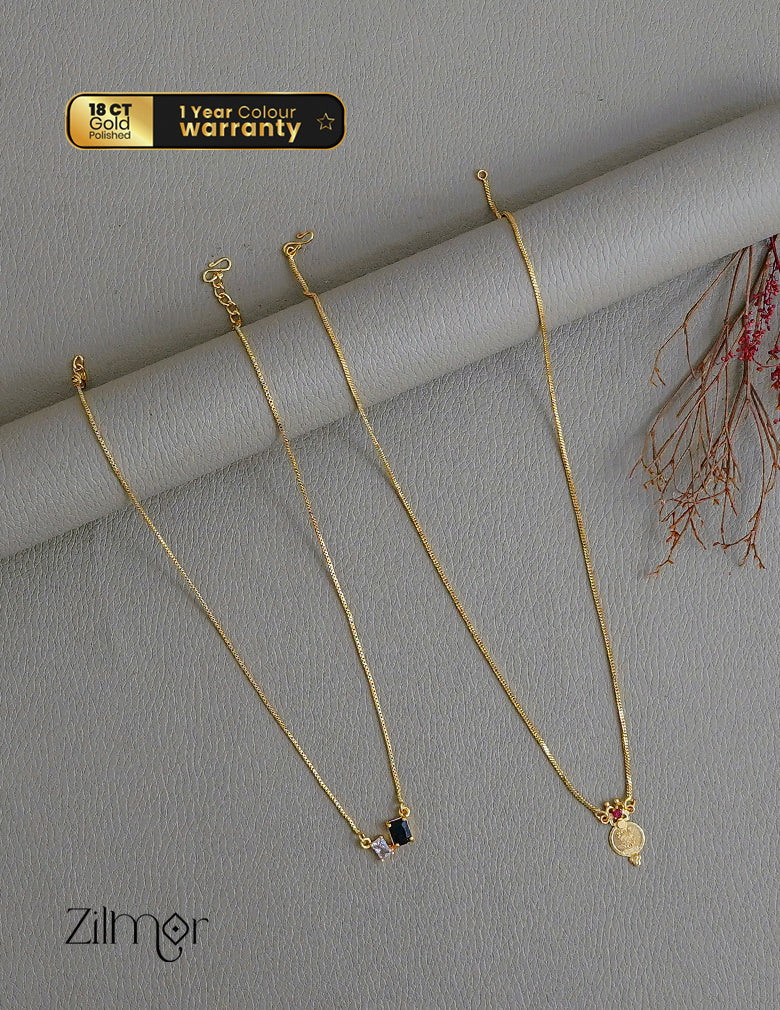 KY1011754 - Simple Kaashu & Ad stone Pendant Necklace Combo