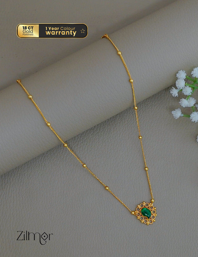 KY1011845- Gold Tone Simple Mango Palakka Necklace 1-Zilmor