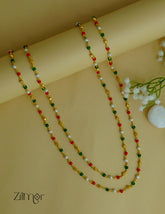 SG1011966- Double Layer Multi Color Beaded Chain Necklace