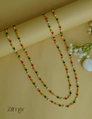 SG1011966- Double Layer Multi Color Beaded Chain Necklace