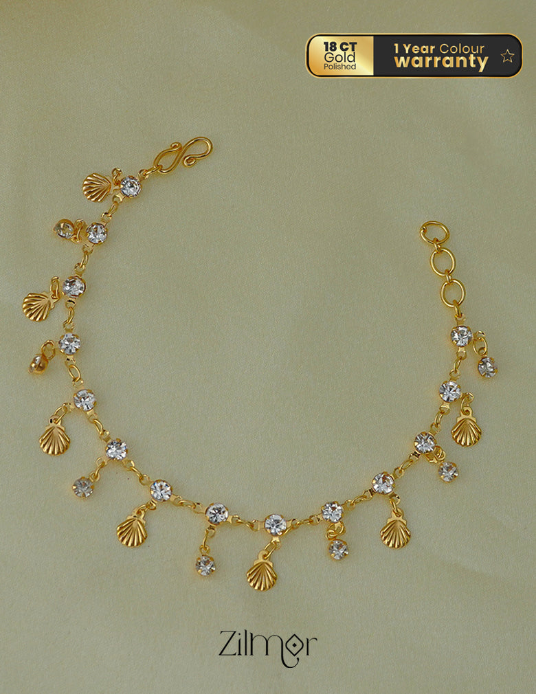 KT1011699- Anti Tarnish Gold Plated Shell and Stone Hanging Bracelet 3-Zilmor