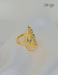 18k Gold Plated Gemstone Ring – Adjustable, Anti-Tarnish - ZP1012184