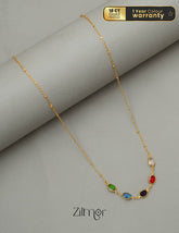 KY101774 - Multi Color Semi Precious Stone Pendant Simple Necklace 1-Zilmor