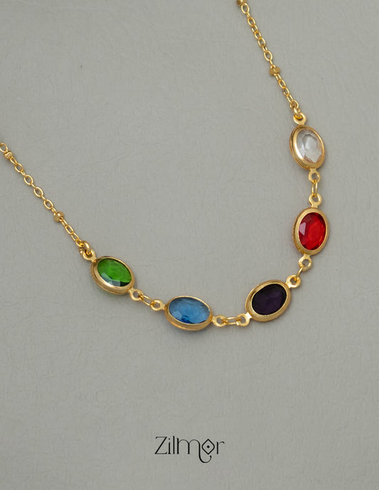 KY101774 - Multi Color Semi Precious Stone Pendant Simple Necklace 2-Zilmor