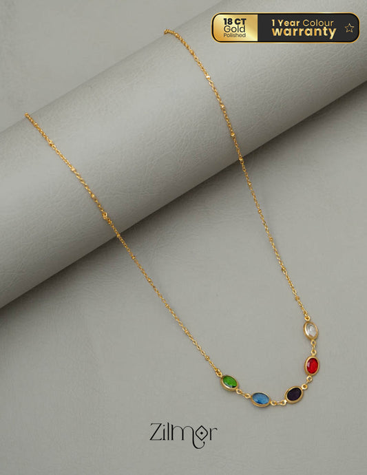 KY101774 - Multi Color Semi Precious Stone Pendant Simple Necklace 1-Zilmor