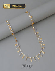 KT1011700- Anti Tarnish Gold Plated Hanging Stones with Sea Shell Chain Necklace 1-Zilmor