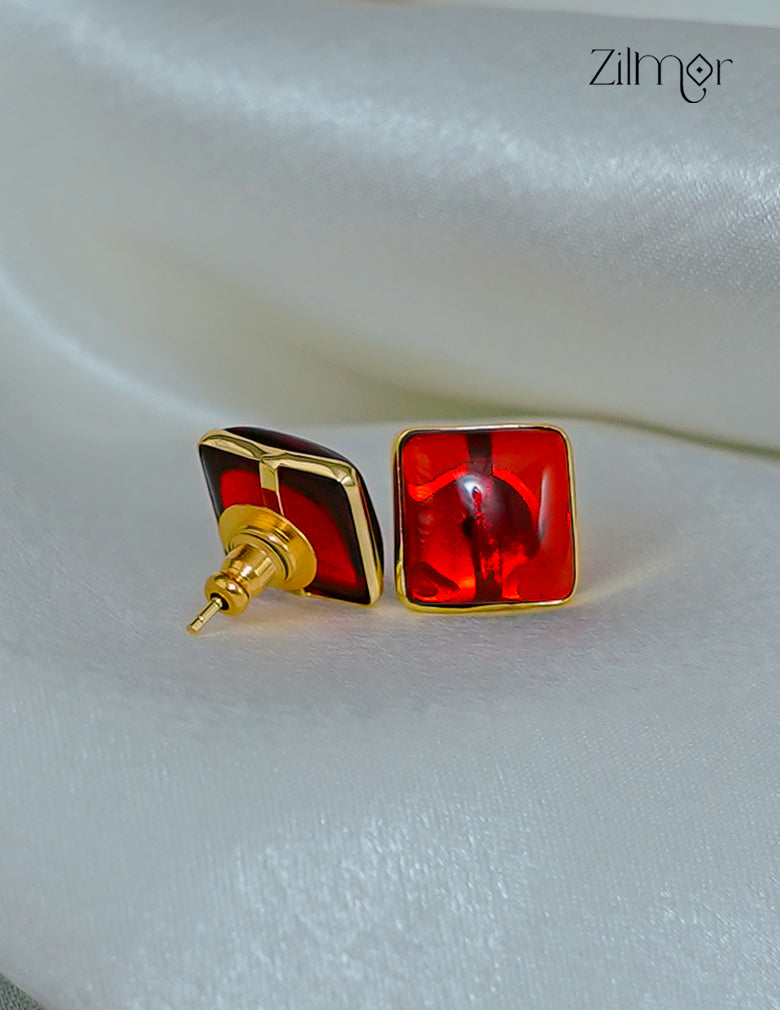 Trendy Contemporary Crystal Stone Golden Stud Earrings -AS1012186