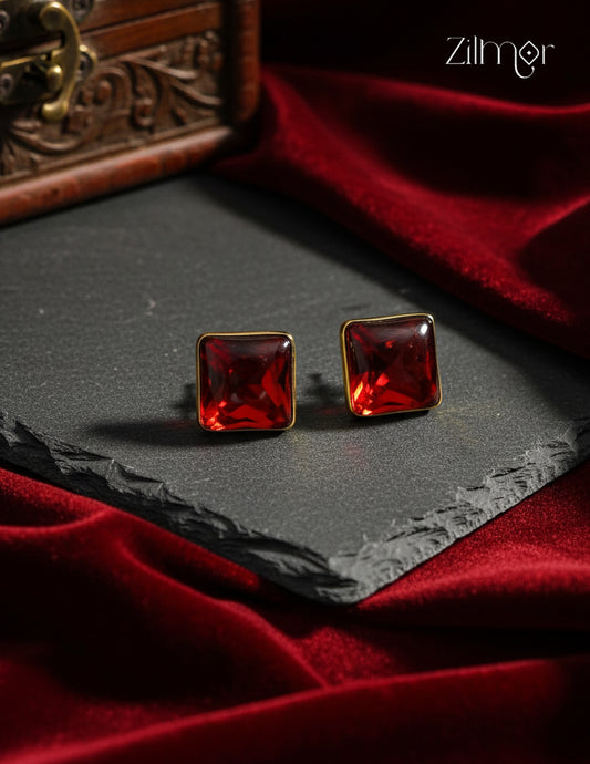 Trendy Contemporary Crystal Stone Golden Stud Earrings -AS1012186