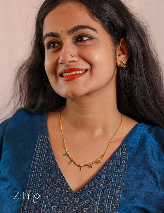 PE1011667 - Gold tone Simple Stone Necklace (color option) 2-Zilmor