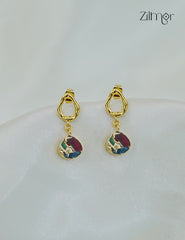 18K Gold Plated Natural Raw Stone Dangle Earring - ZP1012170
