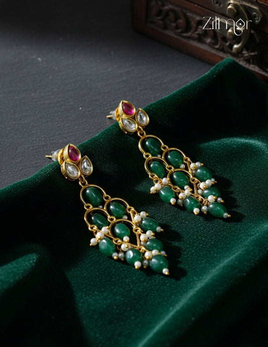 Designer Kundan Stone Hanging Earrings (color option)- SN1012161