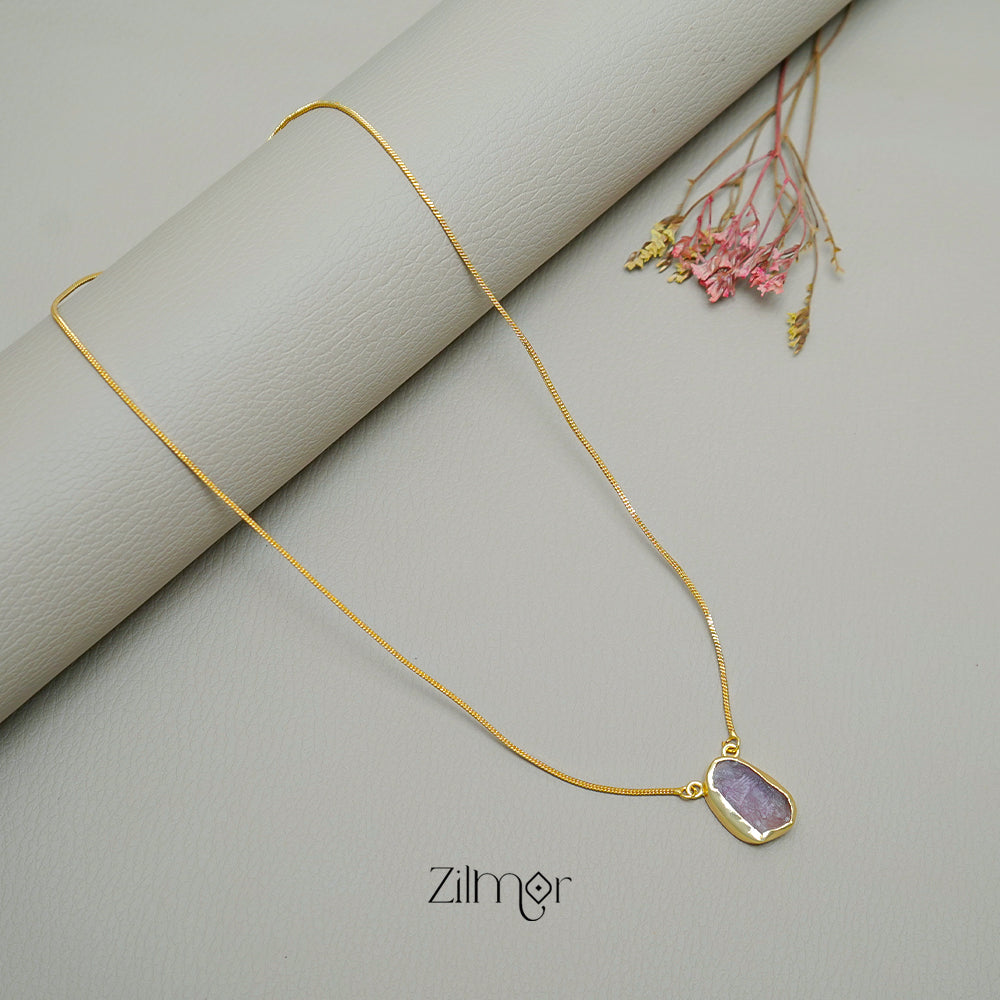 CL1011590 - Natural Stone Pendant Simple Necklace (color option)
