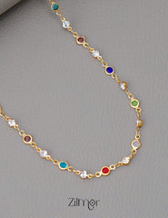 KT1011682 - 18k Gold Plated Semi Precious Multi Stone Necklace 3-Zilmor