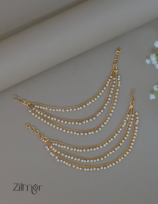 KA1011911 - Antique 3 Layer Pearl Bridal Earchain Maatal 1-Zilmor