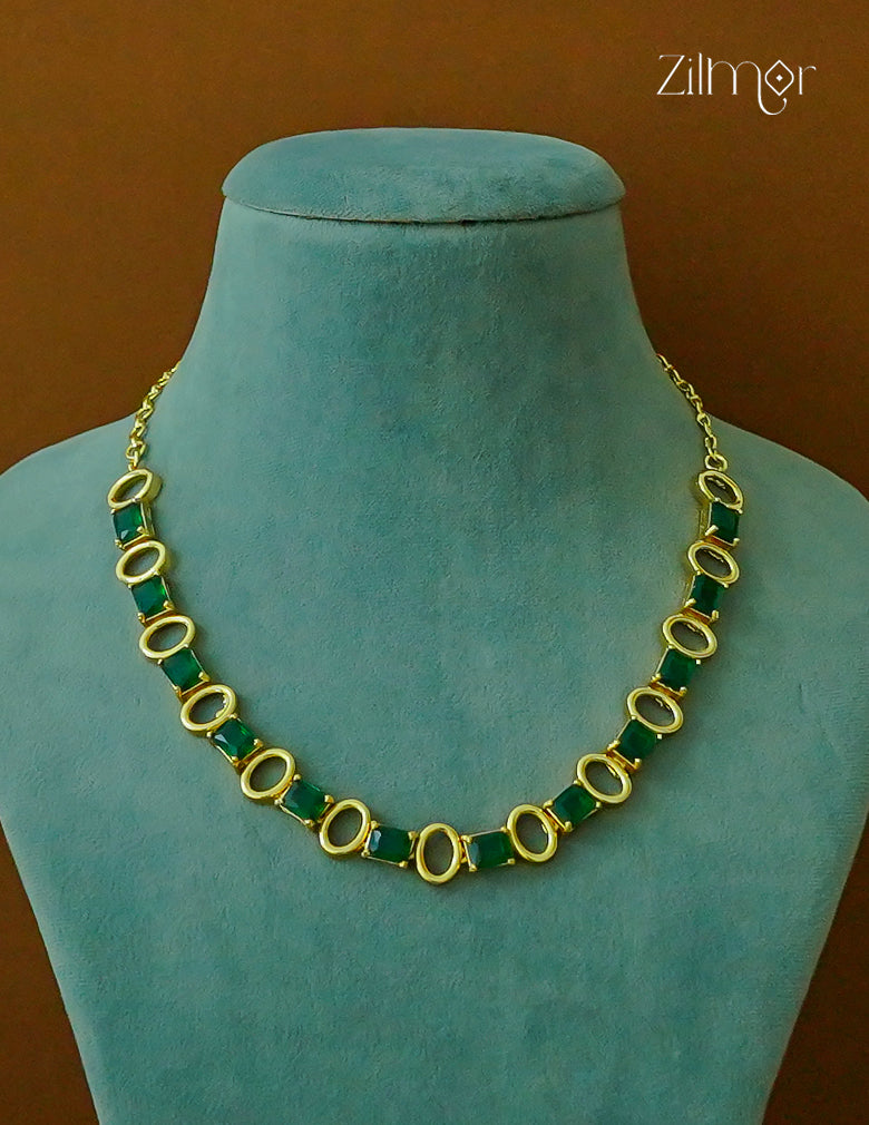 Green AD Stone Choker Necklace -CL1012070