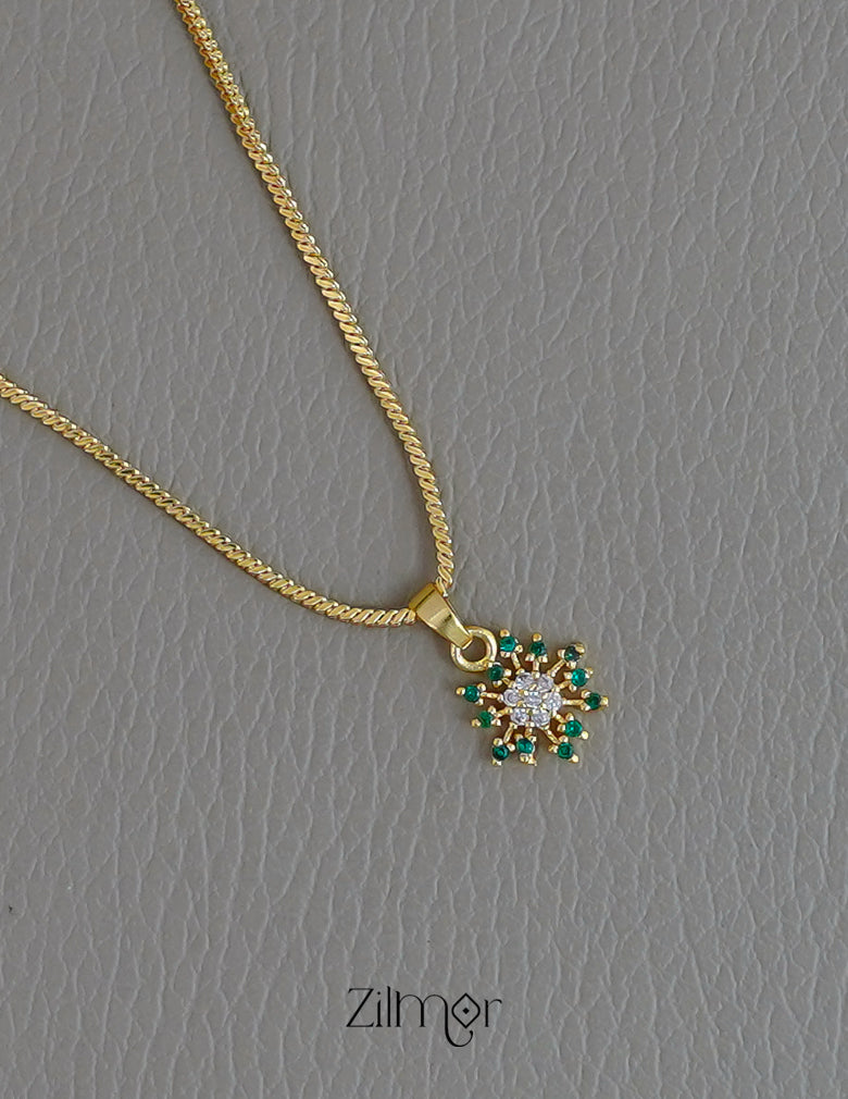 ZR1011929- Gold Tone AD Stone Pendant Simple Necklace 3-Zilmor