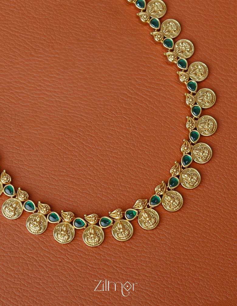 ZL1011424 - Kemp Stone Antique Traditional Kaashu Necklace Earrings Set