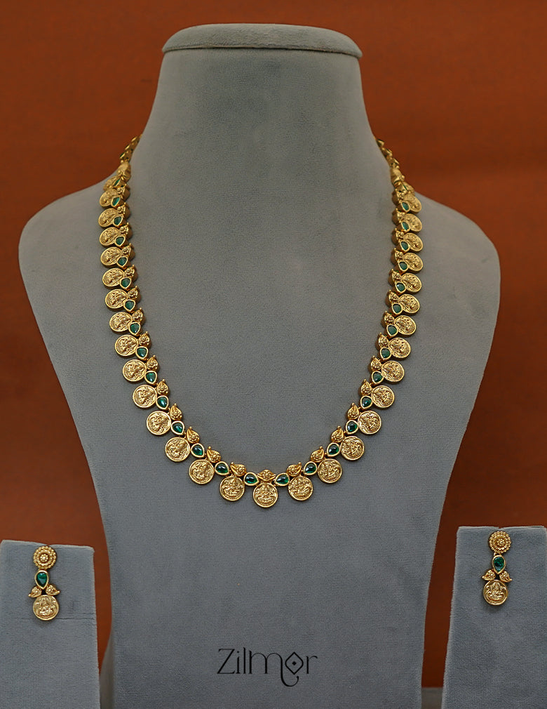 ZL1011424 - Kemp Stone Antique Traditional Kaashu Necklace Earrings Set