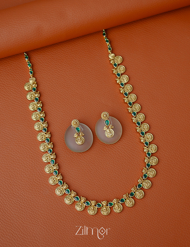 ZL1011424 - Kemp Stone Antique Traditional Kaashu Necklace Earrings Set