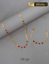 KY101907 - Gold Tone Necklace Bracelet Set 1-Zilmor