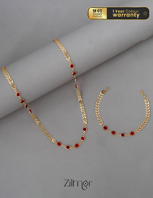 KY101907 - Gold Tone Necklace Bracelet Set 1-Zilmor
