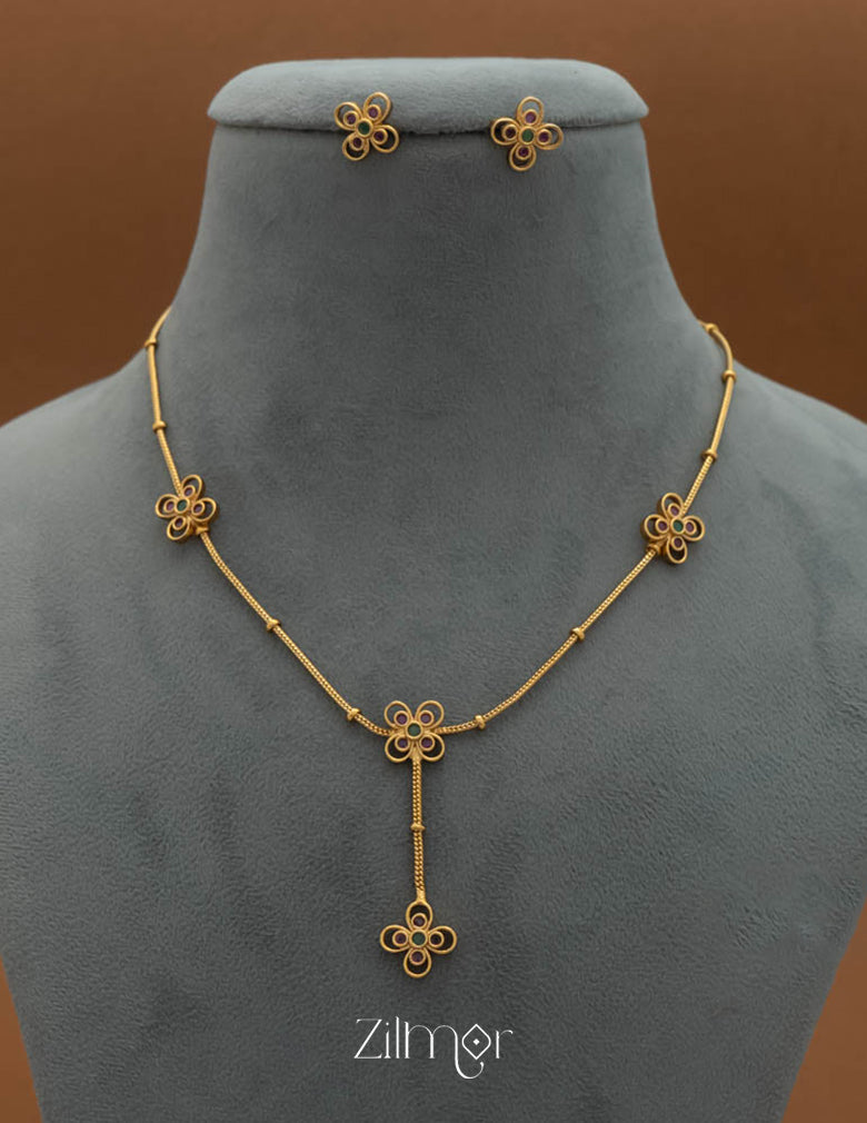 SN101573 - Floral Necklace Earring set 2-Zilmor