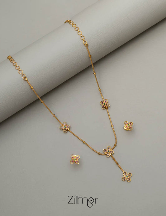 SN101573 - Floral Necklace Earring set 1-Zilmor
