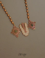 SN1011379 - Premium Antique Shanku Chakra Nama Pendant Necklace with Earrings