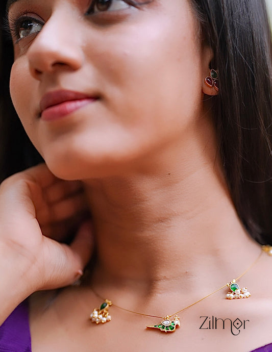 NV101949- Kemp Bird Pendant Pearl Hanging Invisible Necklace 2-Zilmor