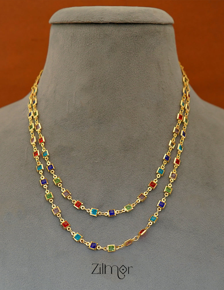 KT1011678 - Semi Precious Stone double layer Long Necklace (color option) 4-Zilmor