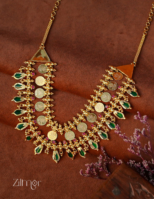 AG1011889 - Gold tone Lakshmi coin & Nagapadam Layer Bridal Choker Necklace 2-Zilmor